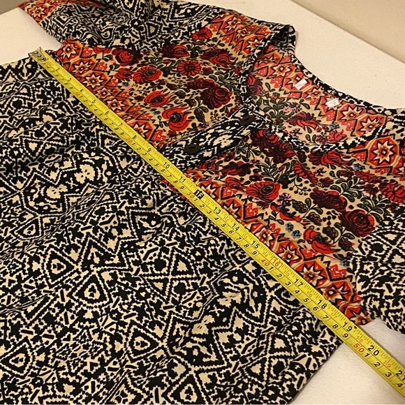 Women’s Size S Boho Peasant Blouse India Mixed Pattern 3/4 Sleeve - Picture 9 of 10